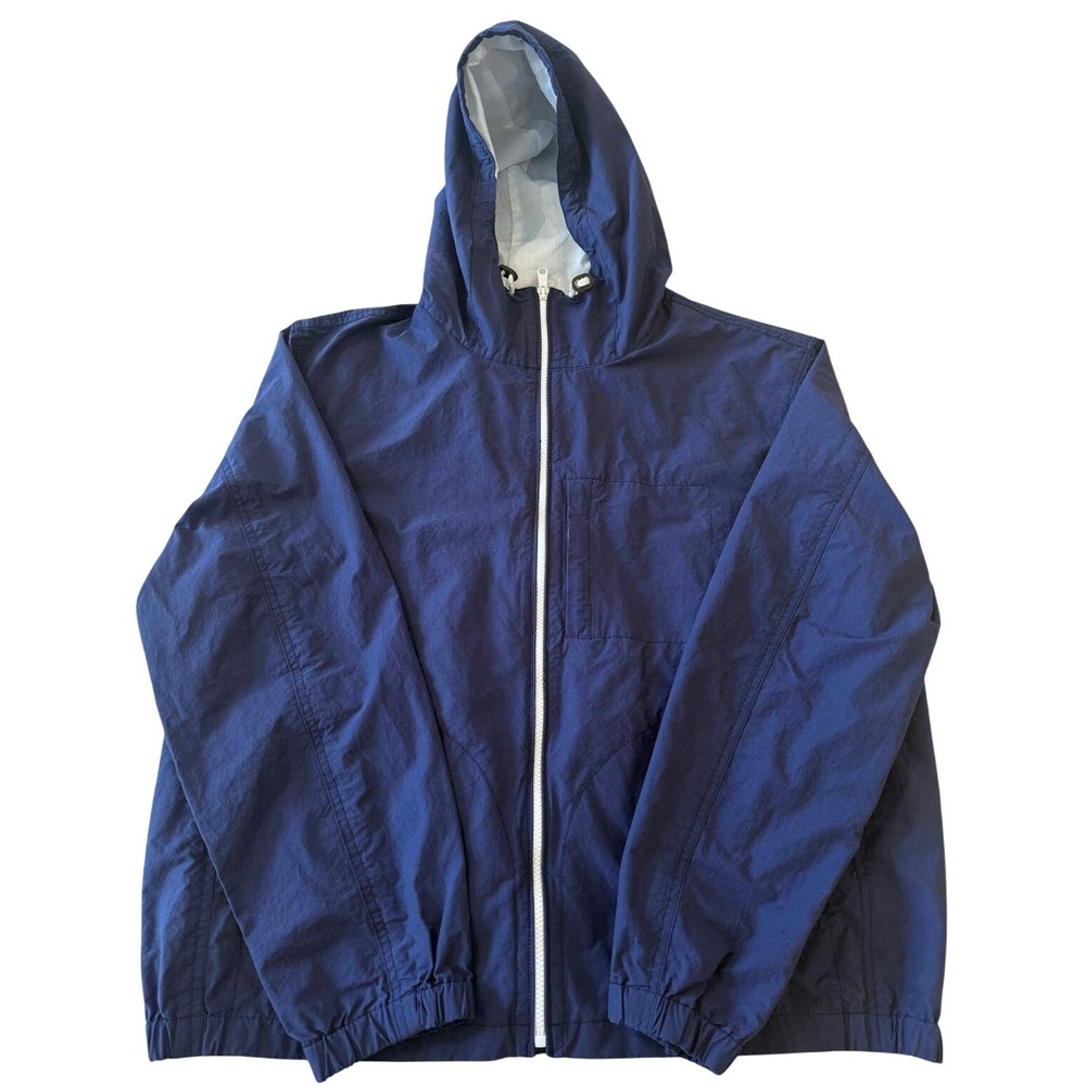 J.Crew Mercantile Mens XXL Navy Blue Hooded Windbreaker Full Zip Jacket Lined